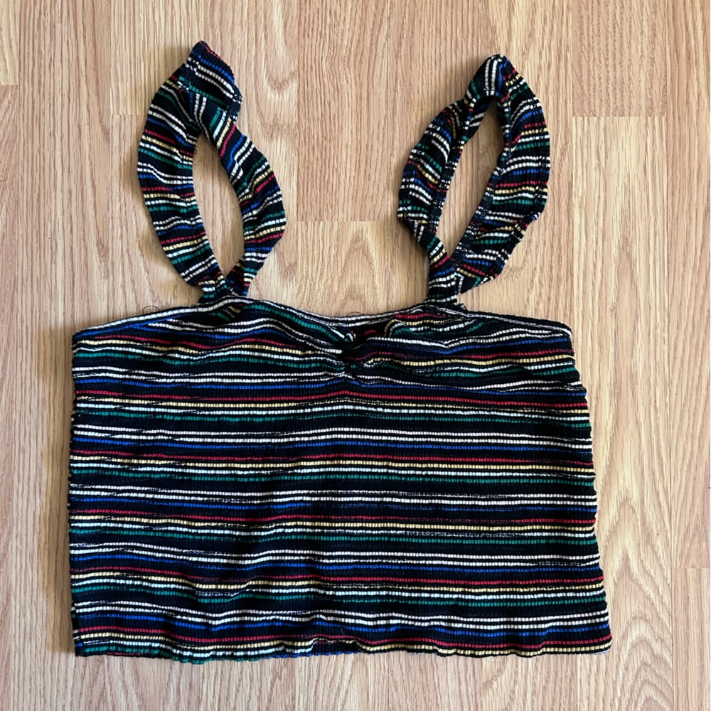 Lush Womens sz Med Color Stripe Crop tank